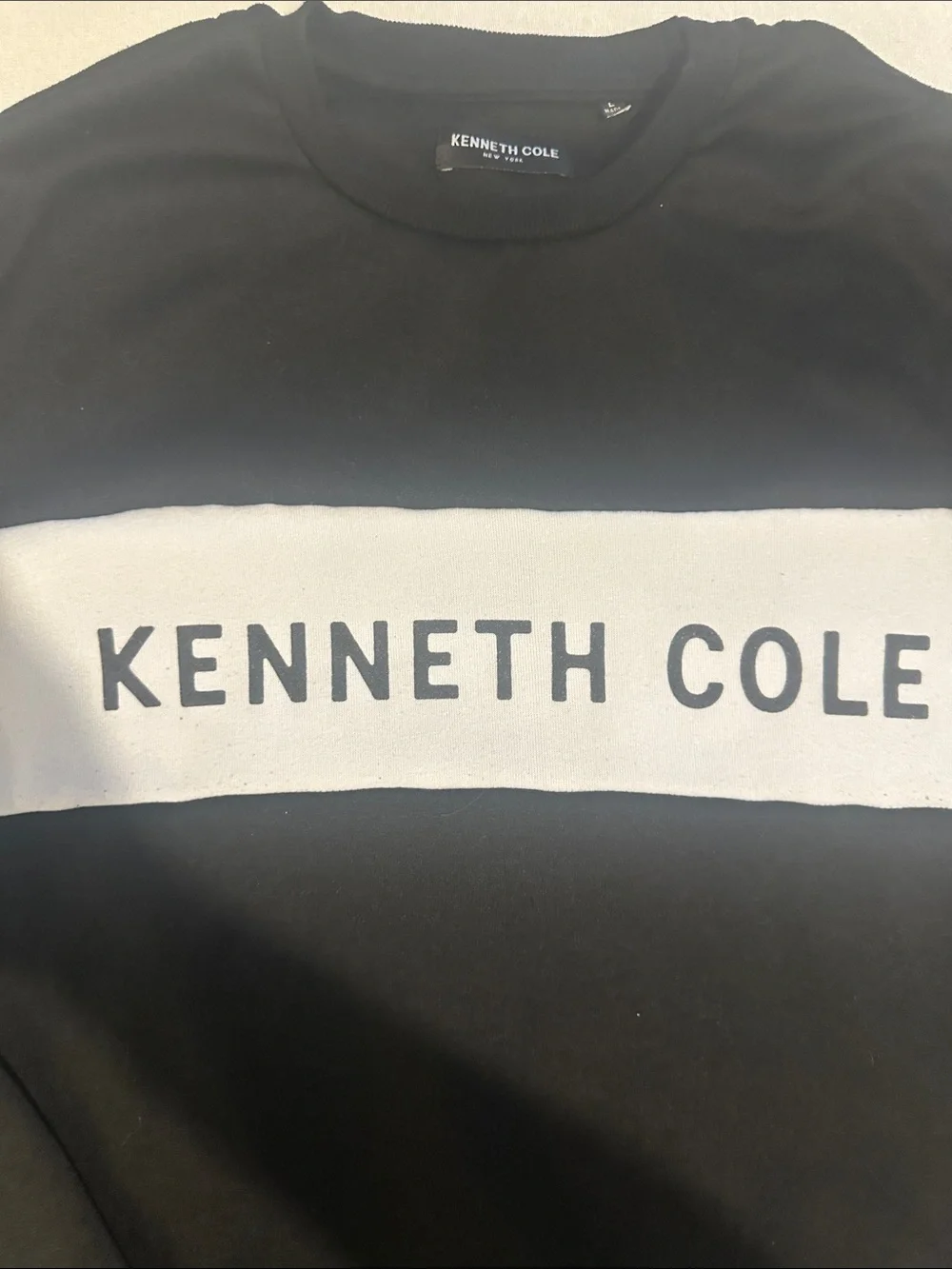Kenneth Cole Black Sweatshirt with White Logo Band
